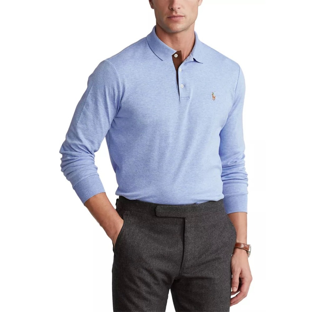 Polo Ralph Lauren Long Sleeve Polo Mens Large Blue Excellent Classic Fit Cotton